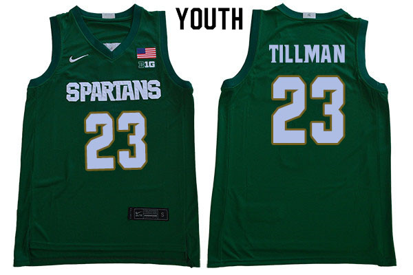 2019-20 Youth #23 Xavier Tillman Michigan State Spartans College Basketball Jerseys Sale-Green